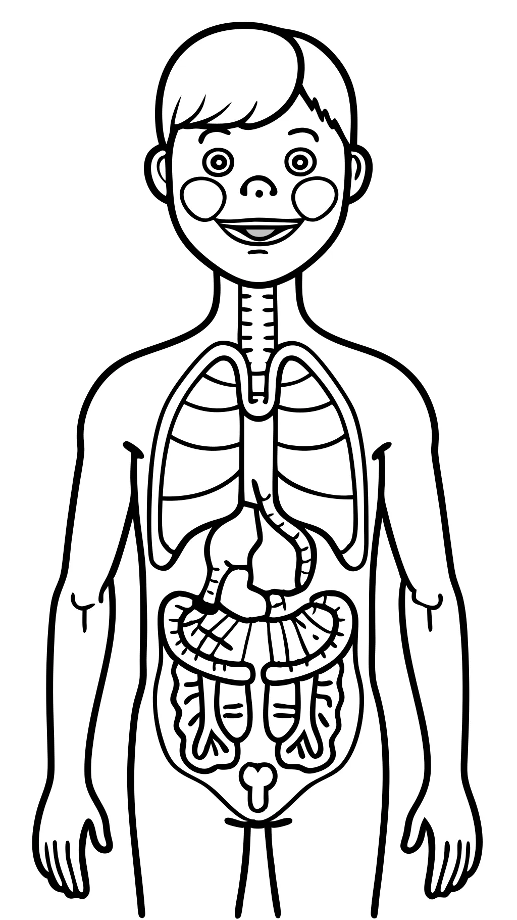 Página para colorear del cuerpo humano